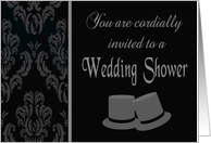 Gay Wedding Shower Invitation - Damask & Top Hats card