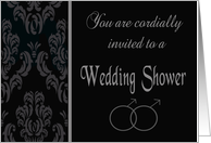 Gay Bachelor Wedding Shower Invitation - Damask & 2 Men Symbols card