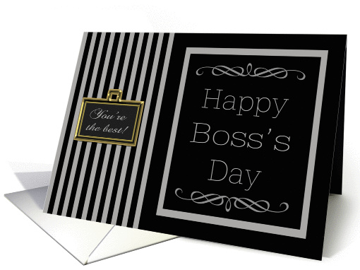 Happy Boss's Day - Grey & Black Pinstripes card (1141574)