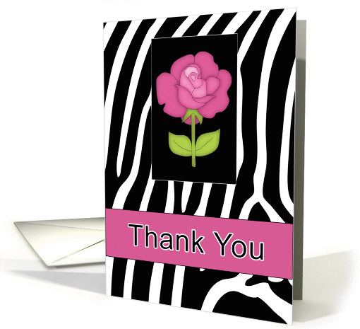 Thank You Zebra Print and Rose Blank card (1146396)