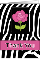 Thank You Zebra Print and Rose Blank Card