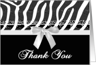 Blank Thank You Zebra Print And Bow Card