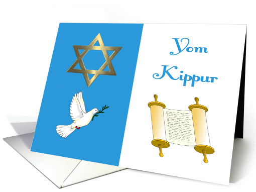 Yom Kippur - Star of David, Peace Dove & Torah card (1146972)
