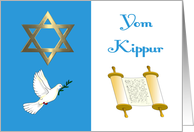 Yom Kippur - Star of David, Peace Dove & Torah card