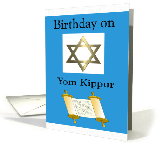 Yom Kippur Birthday - Star of David & Torah card (1147070)