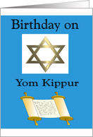 Yom Kippur Birthday - Star of David & Torah card