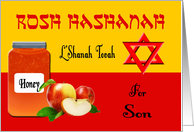 Rosh Hashanah for Son - Honey, Apples & Star of David card