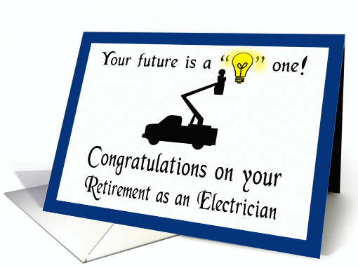 Electrician Retirement Card - Light bulb & Bucket Truck card (1147566)