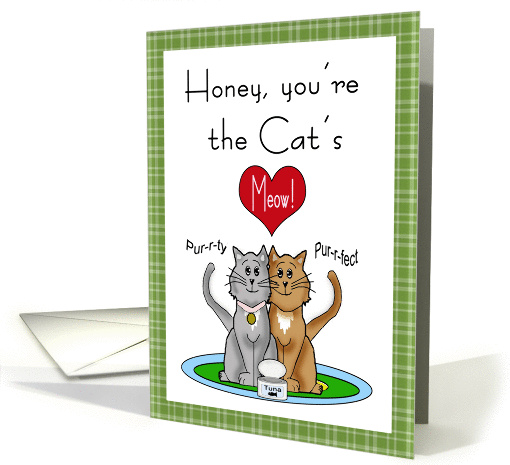 Funny You're The Cat's Meow Anniversary Card - Two Cats, Heart card