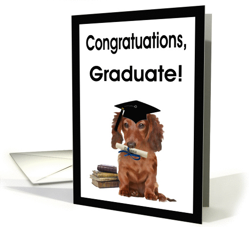 Congratulations Graduate Card - Dog, Diploma & Books card (1148026)