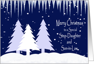 Christmas Card for Step-Daughter & Son-in-law - Blue Christmas Tree card