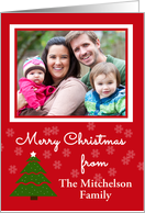 Custom Photo Chistmas Card - Christmas Tree & Snowflakes card