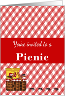 Picnic Invitation - Gingham, Picnic Basket & Ants card