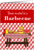 Barbecue Invitation - Gingham, Table & Food card