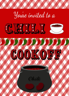 Chili Cookoff Invitation - Gingham, Table & Food