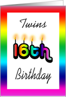 Twins 16th Birthday - Rainbow Colors card