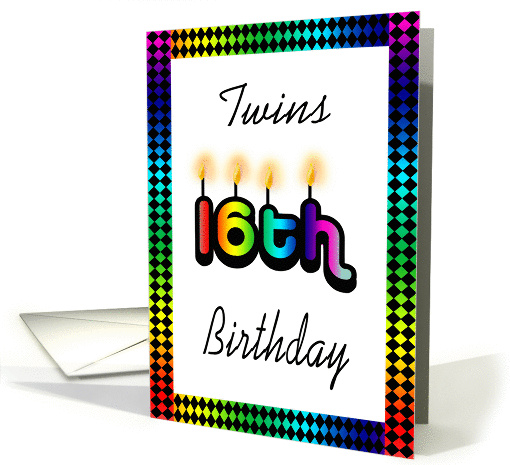 Twins 16th Birthday - Rainbow Colors card (1179780)