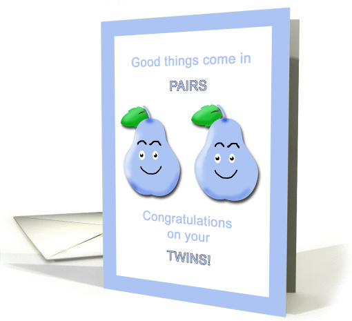 Congratulations Twin Boys - Humorous Blue Pears card (1187506)