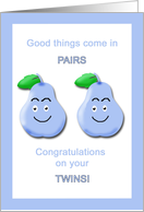 Congratulations Twin Boys - Humorous Blue Pears card