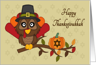 Happy Thanksgivukkah - Owl Turkey & Star of David card