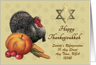 Custom Front Thanksgivukkah Card - Turkey & Star of David card