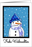 Merry Christmas German Language Frohe Weihmachten - Snowman card