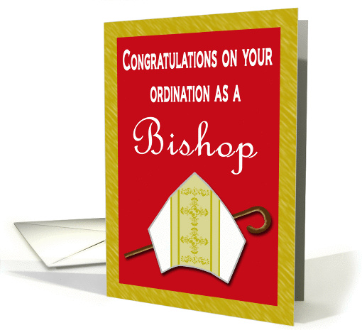 Bishop Ordination Congratulations - Crosier & Mitre card (1213118)