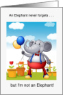 Humorous Belated Birthday Card - Elephant with Balloons card