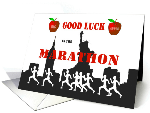 Good Luck in the Marathon -NYC Skyline, Apples, Racers card (1225200)