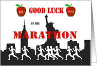 Good Luck in the Marathon -NYC Skyline, Apples, Racers card