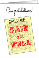 Congratulations Paid off Car Loan - Fake Loan Document card