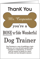 Custom Name Thank You Dog Trainer - Dog Bone, Dog Trainer Definition card