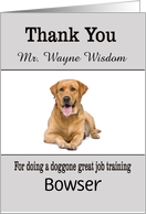 Custom Name & Photo Thank You Dog Trainer - card