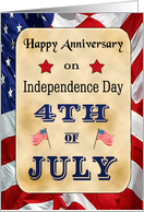 Anniversary on the 4th of July Card - American Flags, Stars card