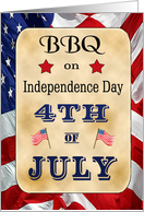 4th of July Barbecue Invitation - American Flags, Stars card