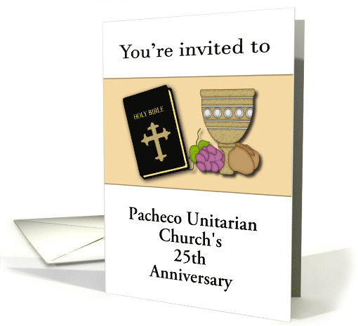 Custom Front Church Anniversary Invitation - Bible & Chalice card