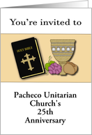 Custom Front Church Anniversary Invitation - Bible & Chalice card