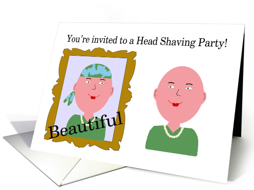 Cancer Head Shaving Party Invitation - Bald Woman card (1303940)