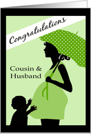 2nd Pregnancy Congratulations Cousin & Husband -Woman & child card