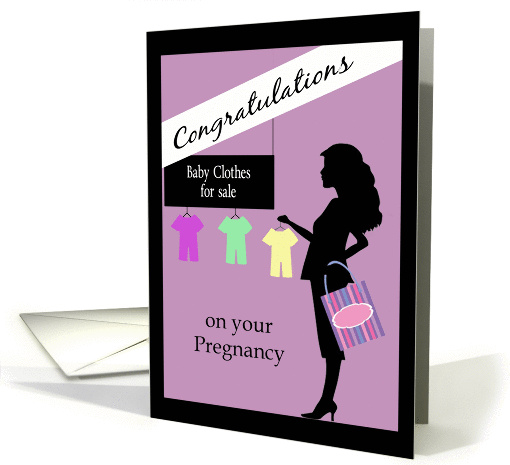 Congratulations 1st Pregnancy -Woman Silhouette & Baby Clothes card