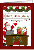 Christmas for the Assistant Principal -Santa, Present, Lights, Garland card