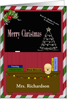 Custom Christmas Card for Nurse Educator - Chalkboard, Skull, Books card
