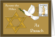 Pasach Stamp Across The Miles, Dove of Peace, Star of David, Candle card