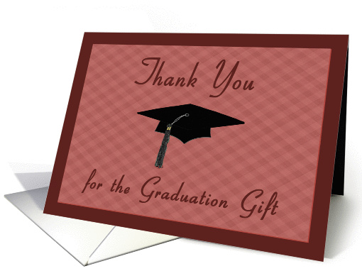Burgundy Graduation Thank You - Graduation Cap card (1358816)