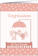 Congratulations 1st Time Parents - Animal Mobile, Polka Dots card