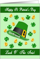 St. Patrick’s Day for Girlfriend - Leprechaun Hat, Shamrock card