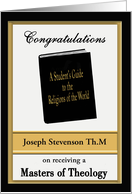 Custom Congratulations Masters of Theology - Book card