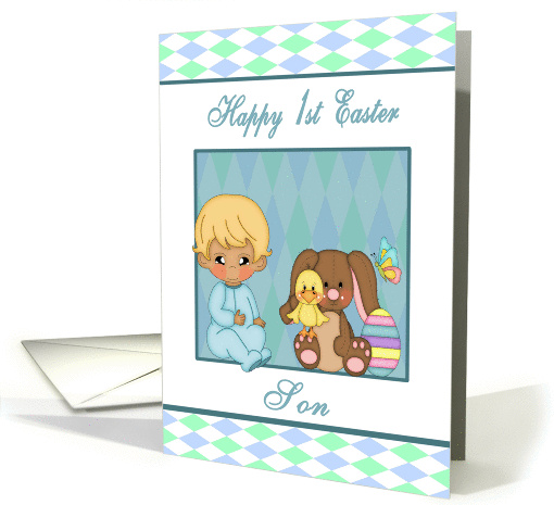 1st Easter Son - Baby Boy, Bunny, Duck, Easter Egg card (1363606)