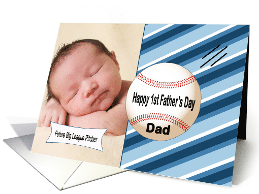 Photo 1st Father's Day - Baseball, Blue Stripes card (1363660)