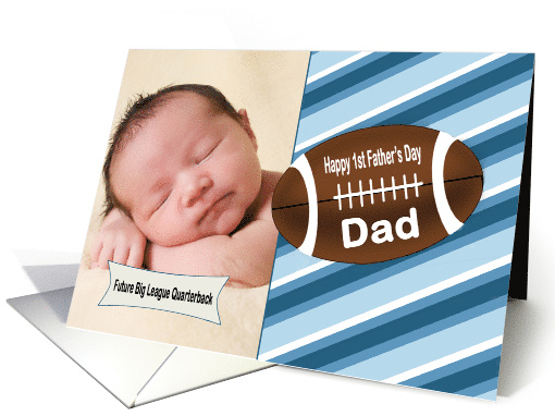 Photo 1st Father's Day - Football, Blue Stripes card (1363716)